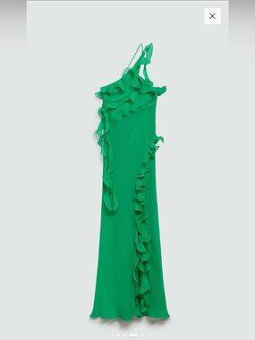 Mango Asymmetrical Ruffle Dress